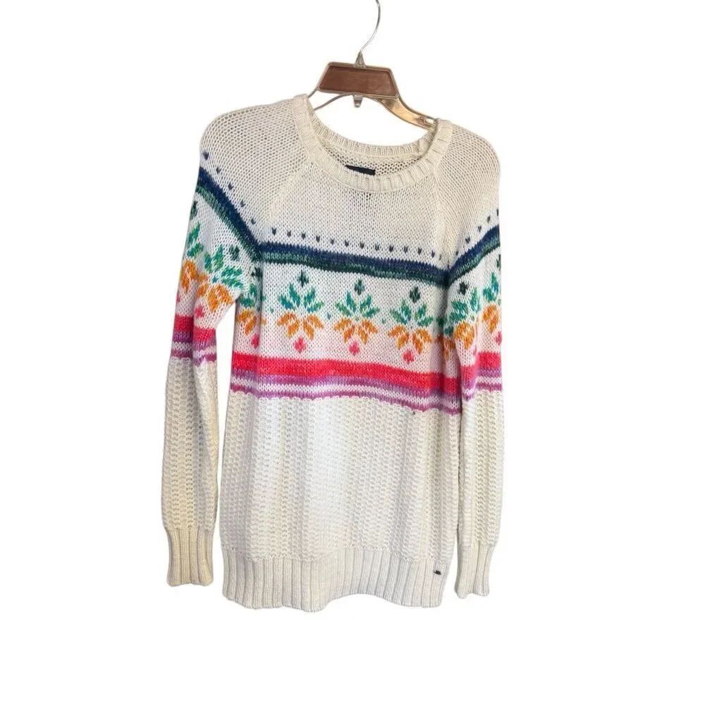 American Eagle Jegging Sweater Cream Rainbow Wool Blend Sz S NWT